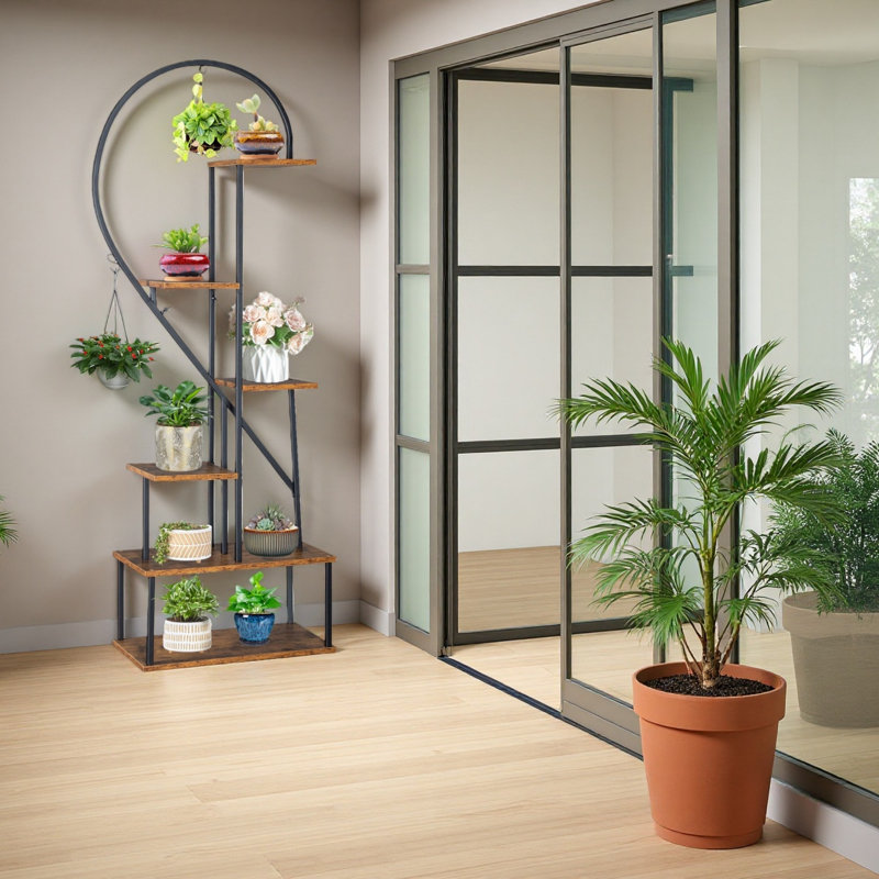 Support pour plante à 2 cœurs 6 couches 2 pièces, support pour pot de fleurs, tablette robuste pour jardin / balcon / patio / salon, multi-usage pour plantes / bibelots / cadres photo