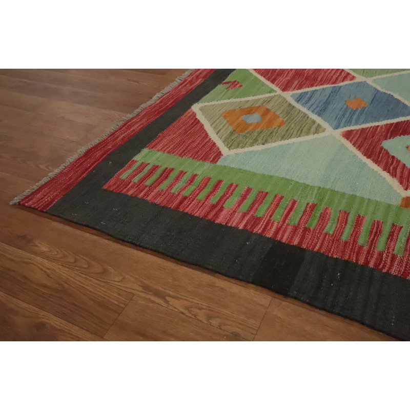Tapis tribal en laine tissé à plat 9 x 12