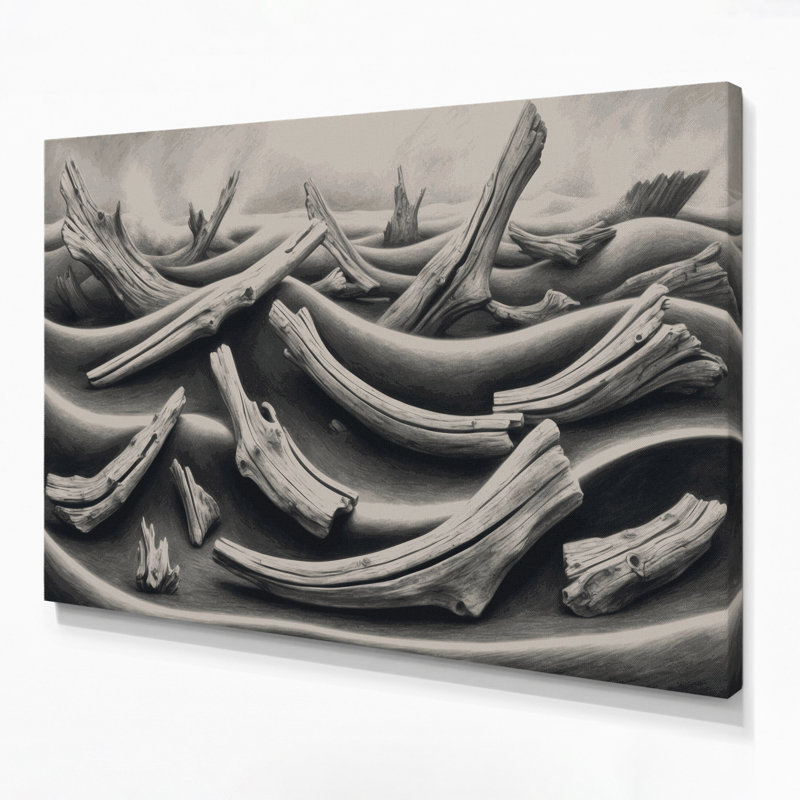 Nautical Driftwood greys Grey Canvas Wall Art, 24" H x 36" W