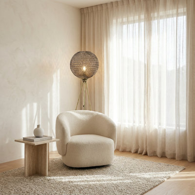 Artisan Black / Gold Woven Boho Floor Lamp