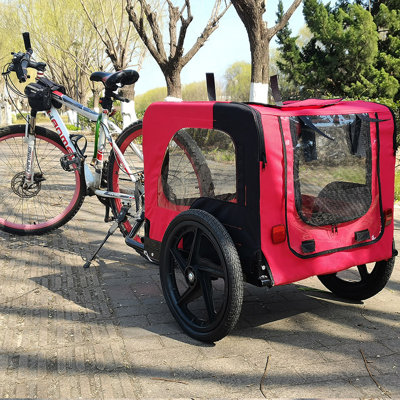 Chariot de remorque pliable pour vélo pour animaux de compagnie avec roues à dégagement rapide, plancher antidérapant et laisse intérieure pour petits chiens de taille moyenne