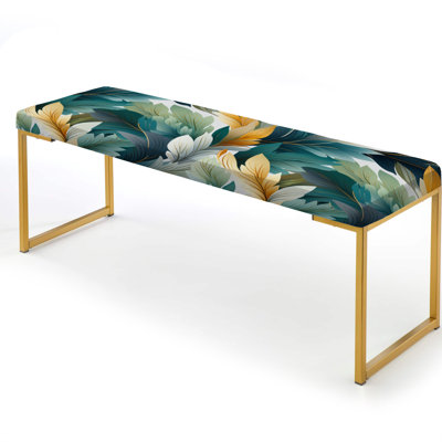 Maile - Tropical Upholstered Gold Bench