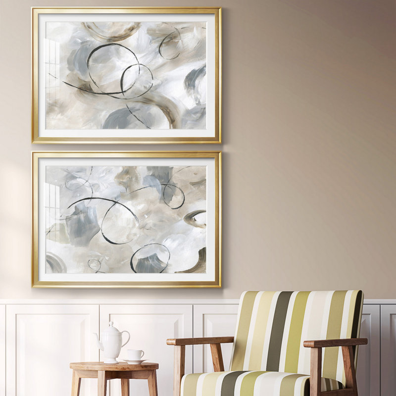 Allegro - ensemble de 2 reproductions d'art sur toiles, H 30,5 po x l 85 po x P 1,5 po, Or, Pas de tapis