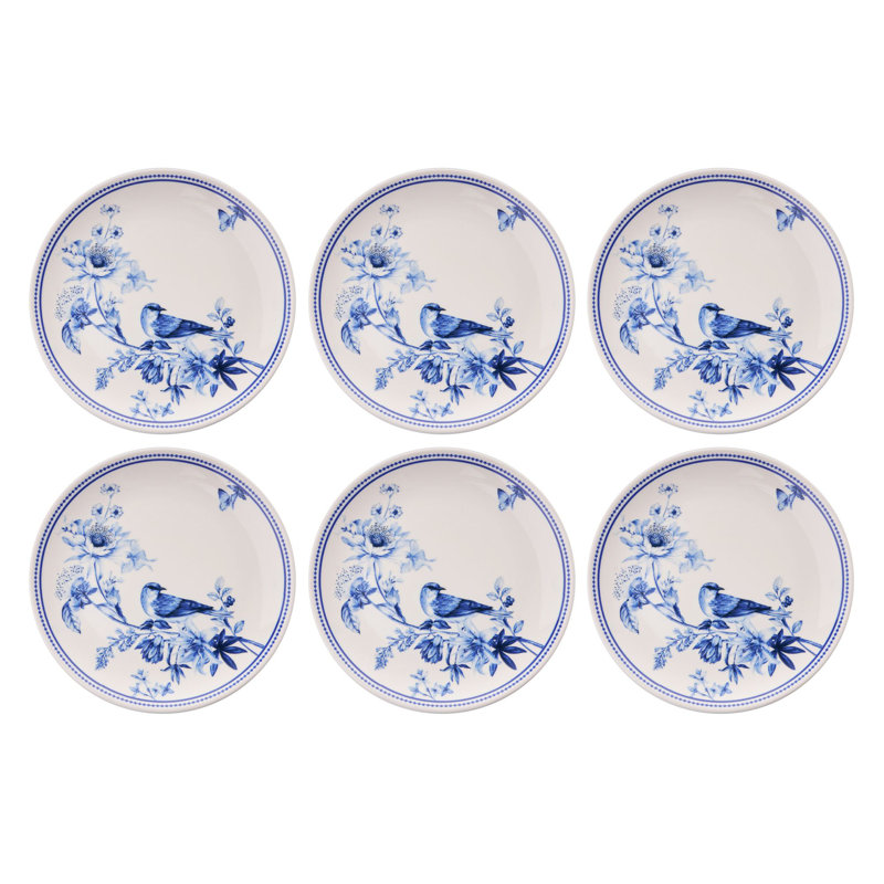 Blue and White Dessert Plate Set (6 Pieces), 7.6 x 7.6 x 0.8 inches | 100% Ceramic, Dishwasher & Microwave Safe | Elegant Design for Serving Desserts, Cakes, and Appetizers, Perfect for Entertaining and Everyday Use
