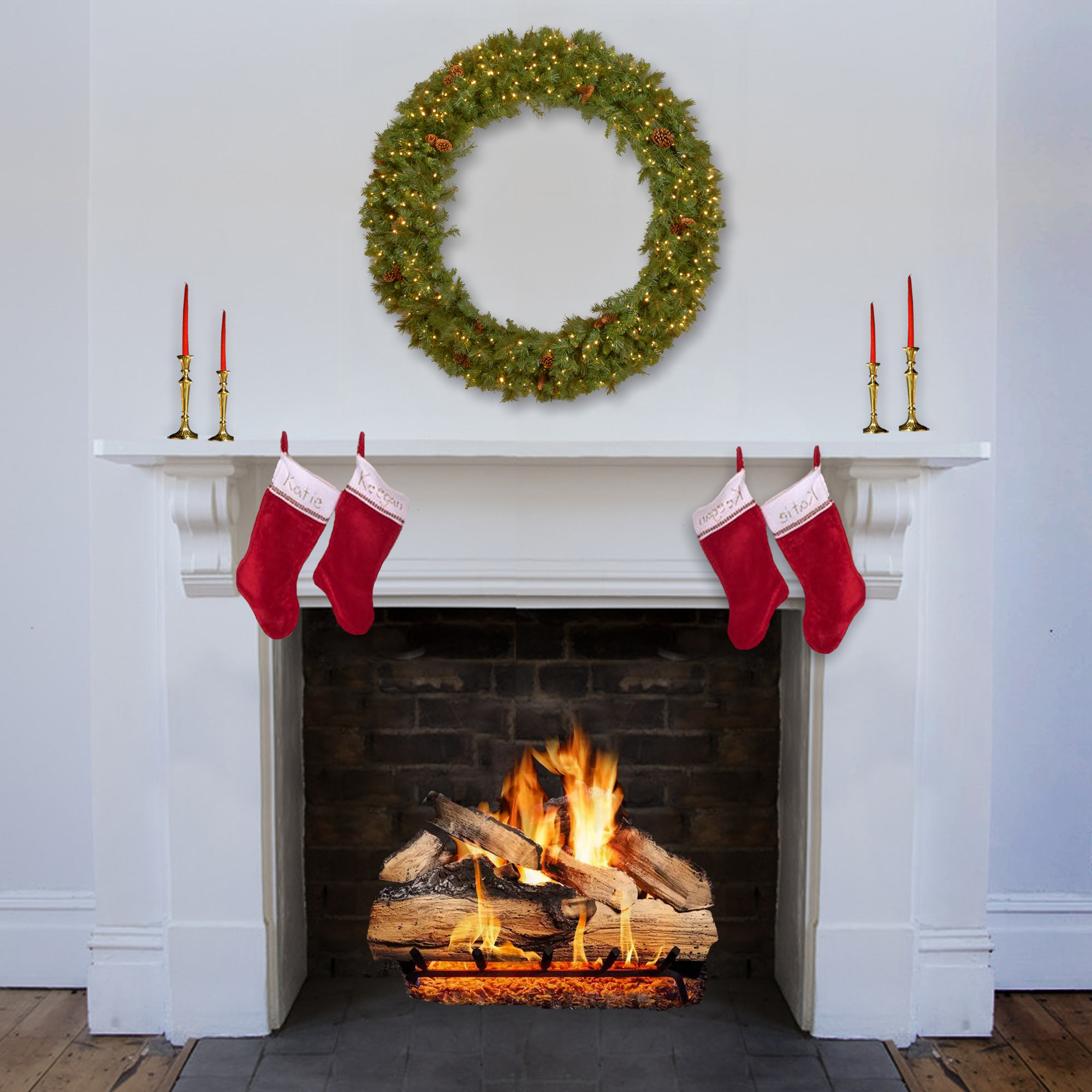 The Holiday Aisle® Garwood Spruce Wreath with Warm White LED Lights, 60"