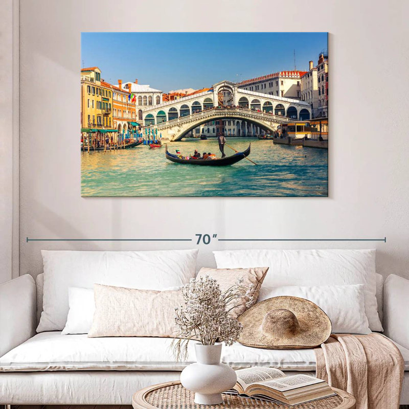 Gondole et pont du Rialto, H 32 po x l 48 po