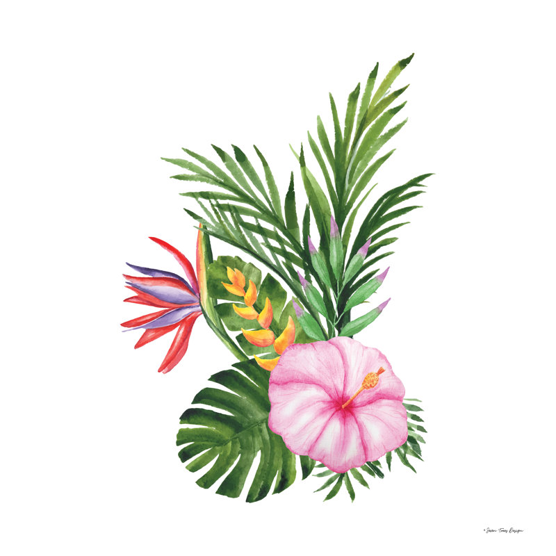 Bouquet tropical, H 12 po x l 12 po, Non, Toile tendue
