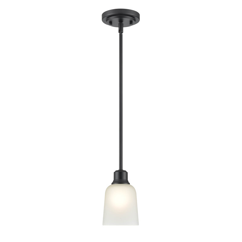 Amberle 1 Light Matte Black Pendant with White Glass
