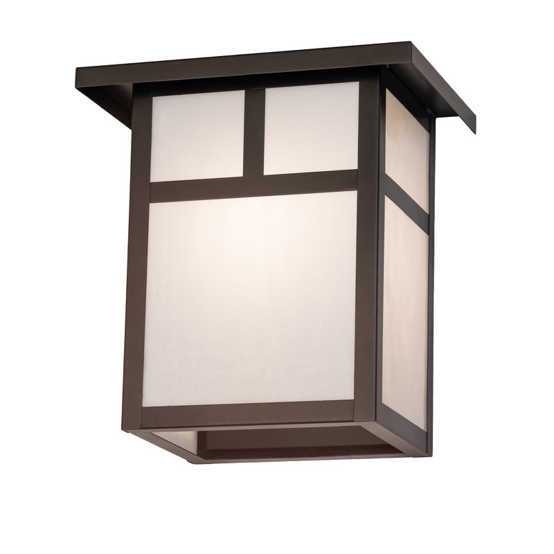 1 - Light Flush Mounted Sconce, White, Craftsman Brown