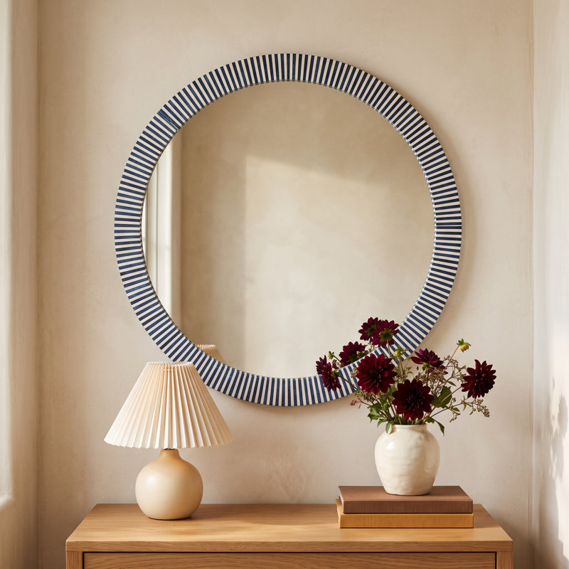 Vancouver Bone Flat Wall Mirror, 36" H x 36" W