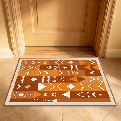 Orange Striped Rug carpet-easy to clean, machine-washable, soft and comfortable; suitable for door mats, kitchens, living rooms, bedrooms, corridors, and laundry areas. Easy to clean, durable carpet for home decoration.