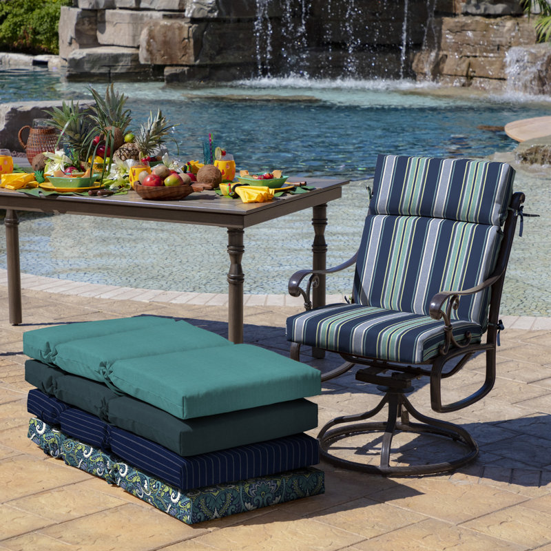 ARDEN Outdoor Dining Chair 4.5" Cushion, Blue/Gray