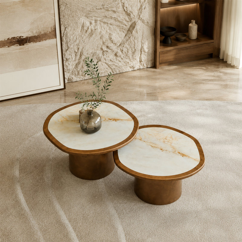 Ensemble de tables basses Modern 2Pcs, Noyer