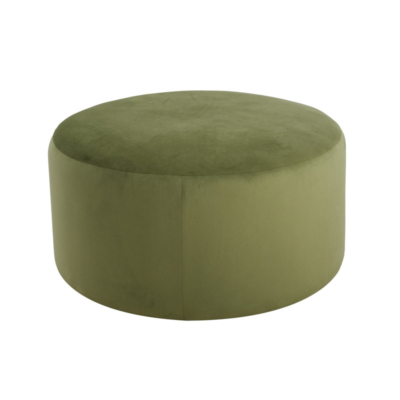 Repose-pieds rembourré rond, Vert olive, Velours
