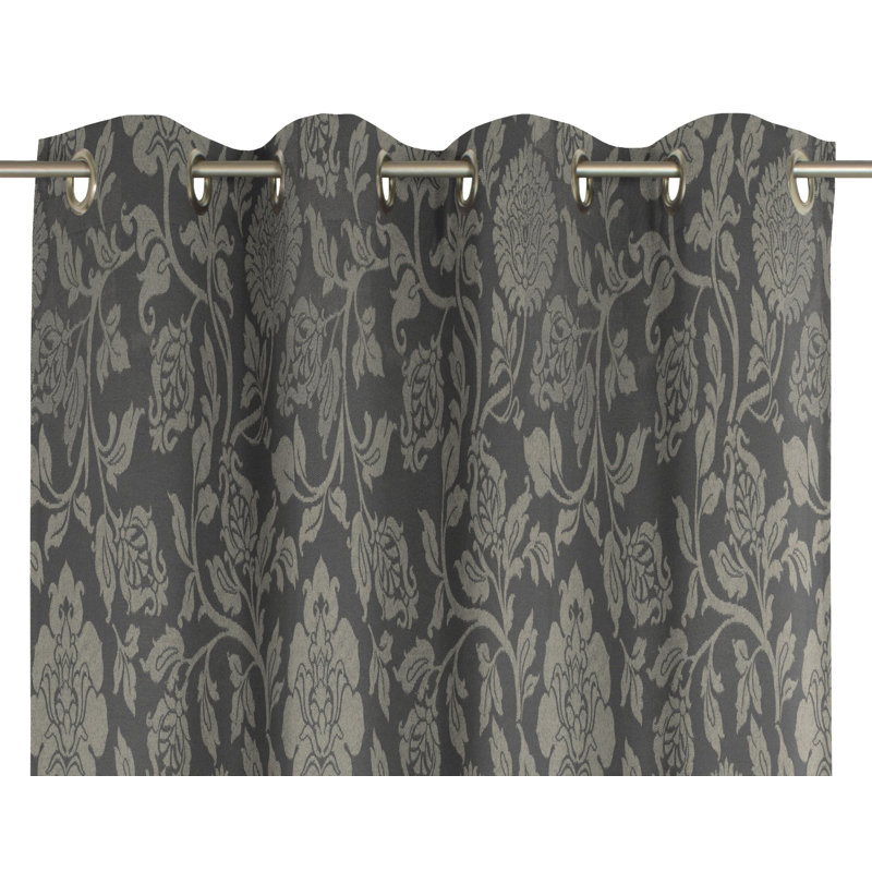 Loman Synthetic Eyelet Single Curtain Panel, opaque, 132cm Width x 225cm Drop, Grey/Brown/Blue