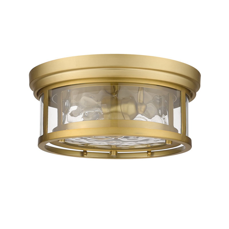 Masuda Glass Flush Mount, Olde Brass
