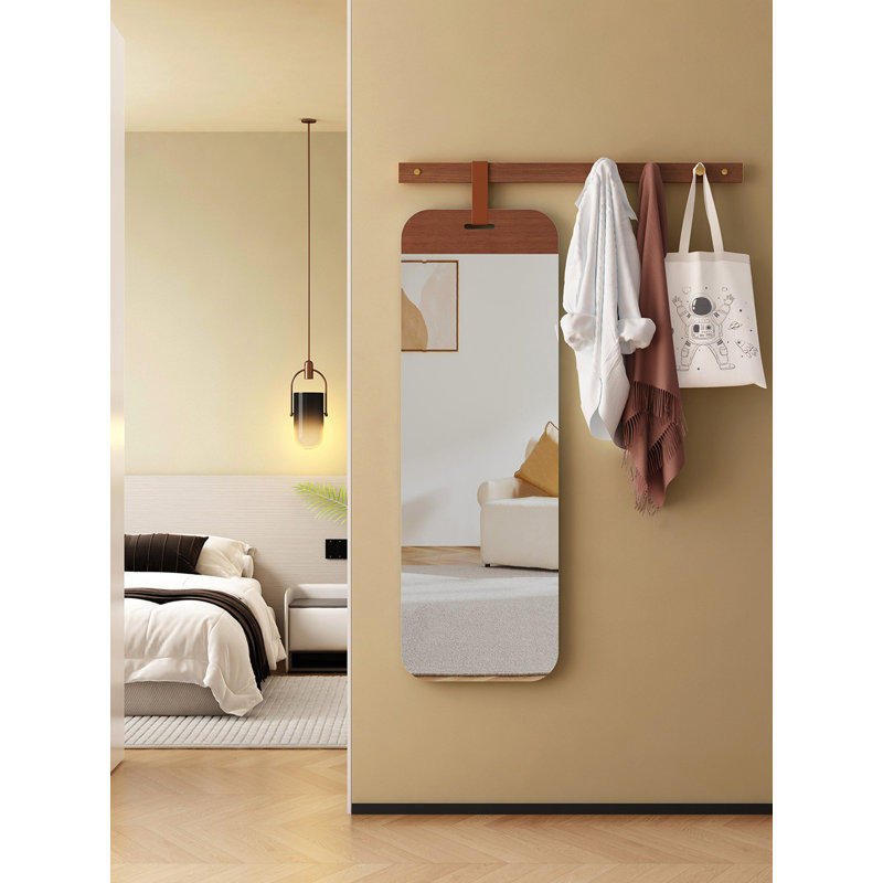Miroir pleine grandeur moderne en bois d'hévéa minimaliste mural