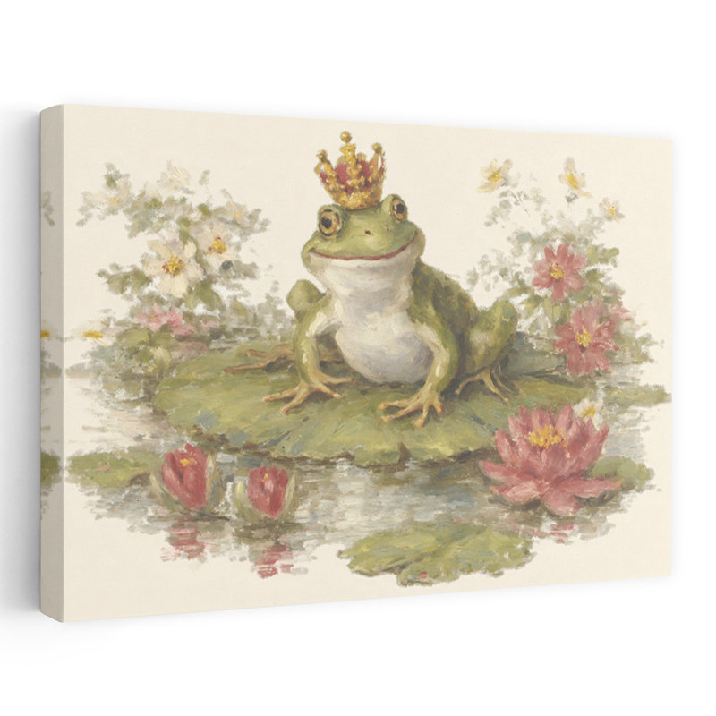 «Frog with Crown II», reproduction d'art contemporain abstraite, 32" H x 48" W