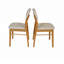 Chaise de salle à manger rembourrée Joy Boucle, blanc, ensemble de 2, structure solide, couleur chêne, assise de 18,5 po de hauteur-1871178032