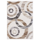 Barcelona Circles Beige/Gray Polyester/Polypropylene Tufted High-Low Area Rug Collection