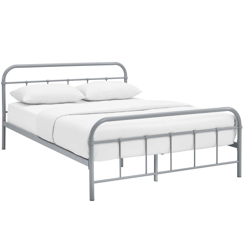 Modway Maisie Stainless Steel Bed Frame, Gray, Full