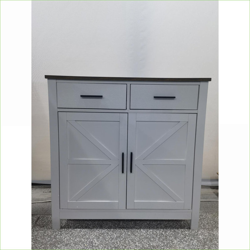 Armoires | Buffet moderne en bois d'ingénierie gris ardoise, 2 tiroirs et 2 portes pour la salle à manger | Ferme | Cuisine