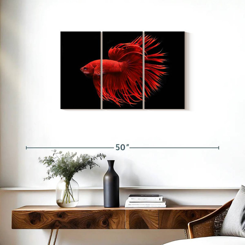 Poisson grandiose rouge Betta, H 20 po x l 33 po