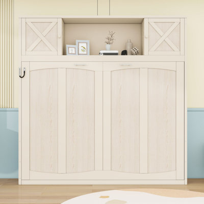 Lit escamotable en bois avec armoires