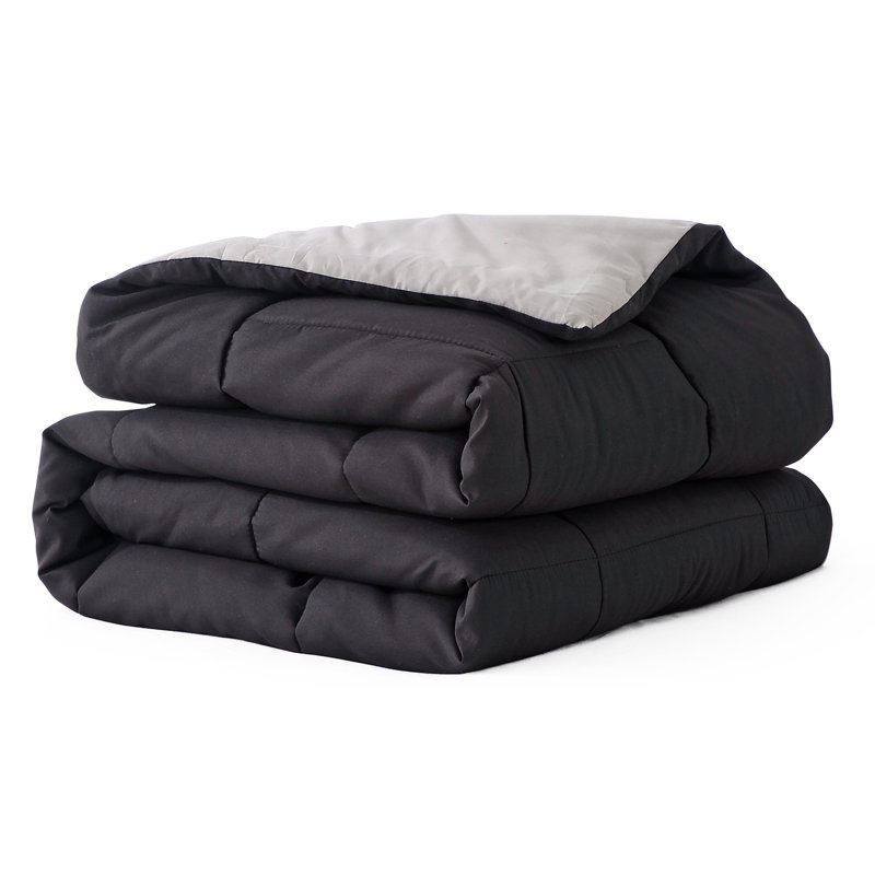 King Black and Gray Reversible Microfiber Down Alternative Comforter