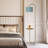 Modern Arc Floor Lamp With Hanging Drum Shade And Base - Tall Standing Light With Side Table For Living Room, Bedroom, Or Office - Gold Finish Contemporary Design