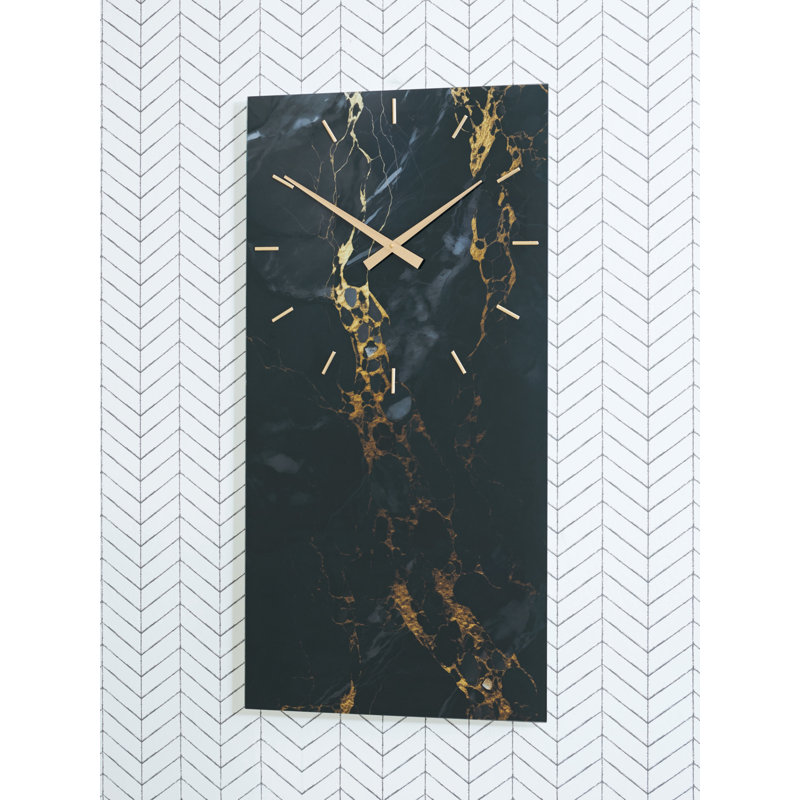 Teague Wall Clock, Black/Gold