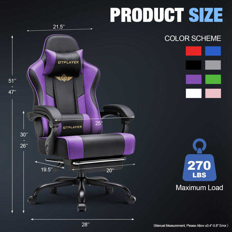 Brayden Studio PC & Racing Game Chair, Purple