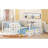 Clean Silhouette Full Size Floor Bed Frame with Perimeter Fence and Openable Door, Soft White Metal-129380412