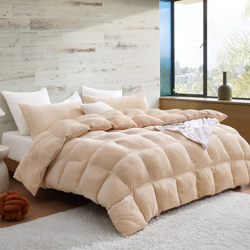 Ensemble d'édredon en microfibre 5 pièces, Beige, Édredon pour très grand lit + 2 très grandes ta