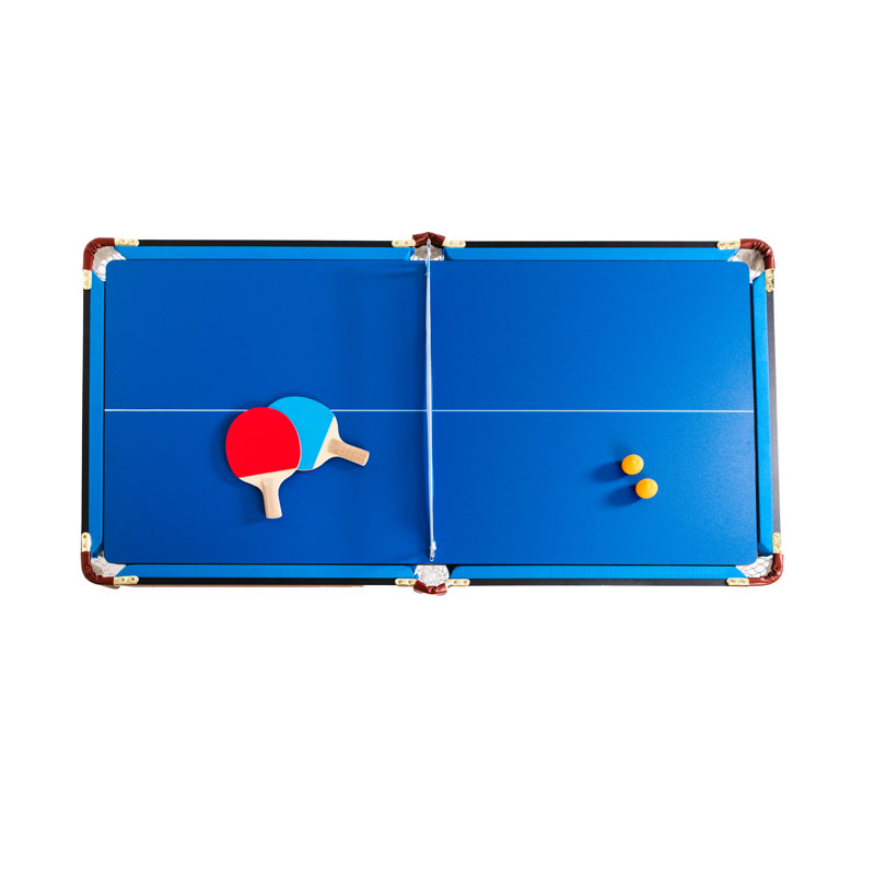 Table de billard pliante RACK Crux 55 pouces (bleue, 3 jeux en 1), Bleu, Noyer