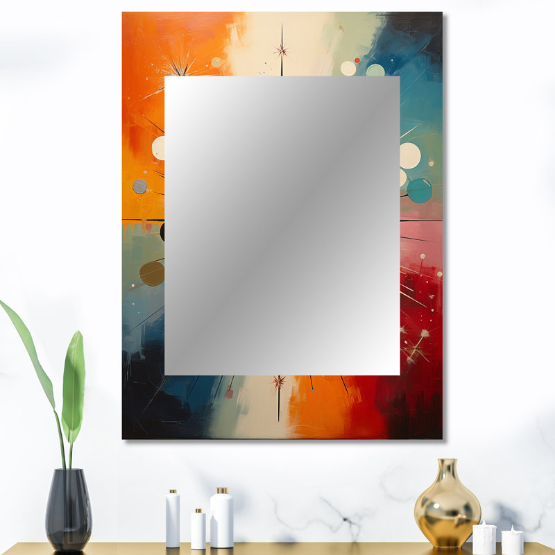 Coloré Mid-Century optique Serenade IV - grand miroir moderne Mid-Century, miroir mural décoratif Mid-Century moderne, impression d'art en métal