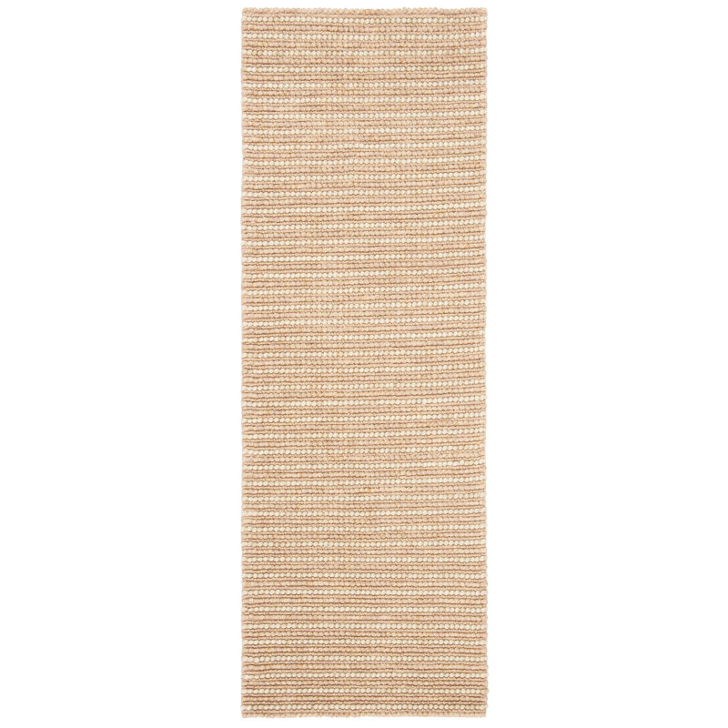 Tapis beige tissé à plat à la main Ferrera, Tapis de couloir 2 pi 6 po x 8 pi