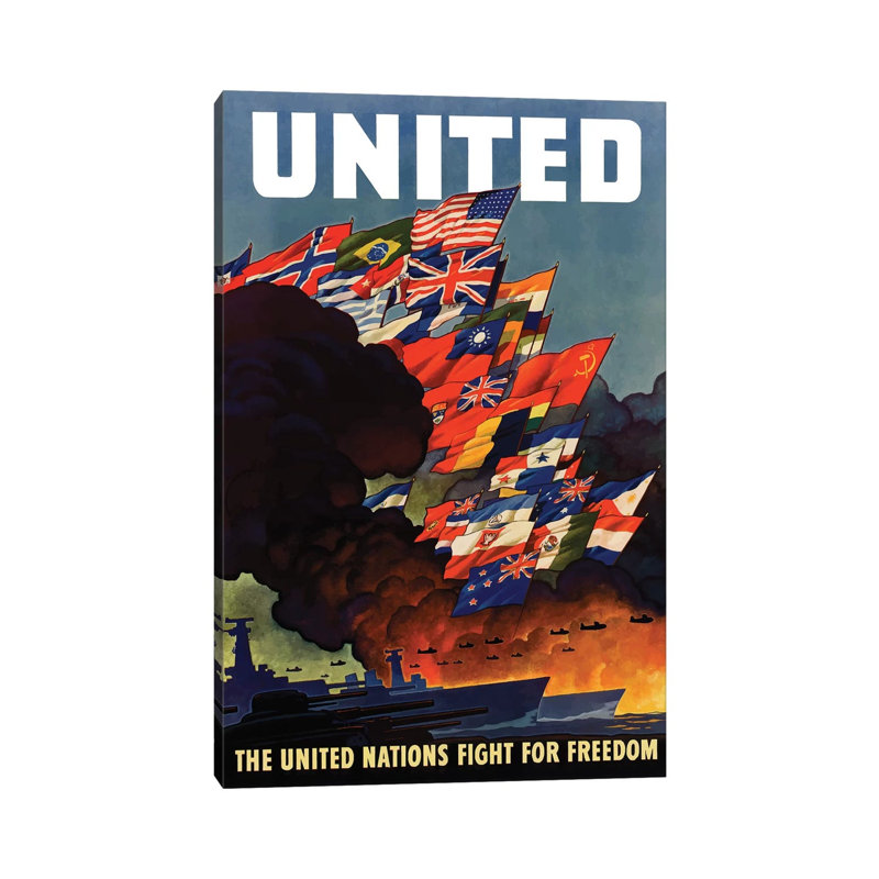 WWII Poster The United Nations Fight For Freedom by Stocktrek Images - Wrapped Canvas Print, 20.32 cm H x 30.48 cm W