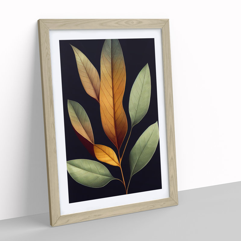 Pretty Leaves Art No.1 - Framed Print, 64cm H x 46cm W x 2cm D, Oak Framed