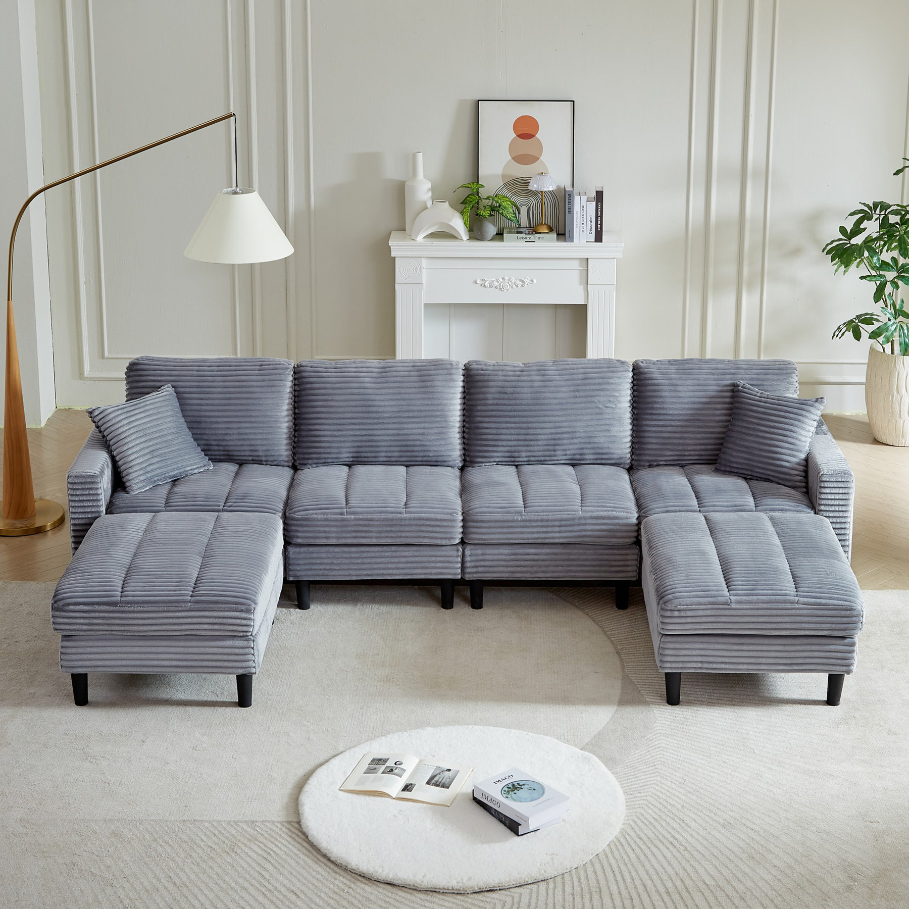 Hokku Designs Oversized U-Shaped Modular Corduroy Fabric Sofa - Wayfair ...