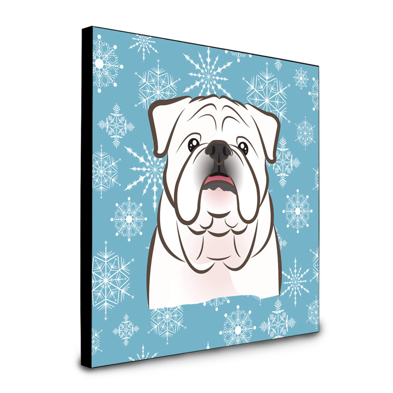 Panneau mural d’art flocon de neige Loula, Bouledogue anglais beige