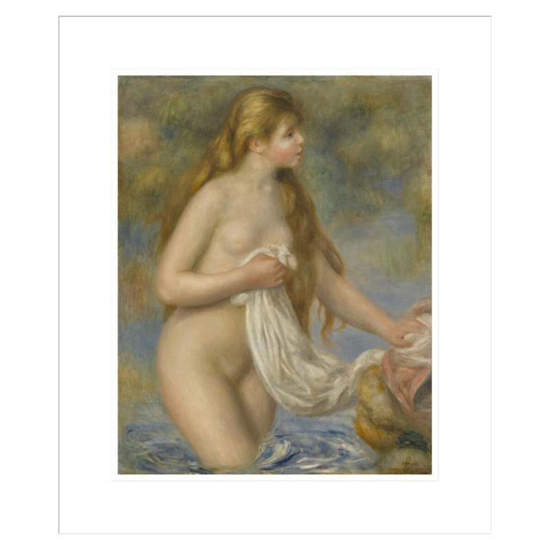Baigneuse aux cheveux longs par Pierre-Auguste Renoir, H 21 po x l 17,75 po