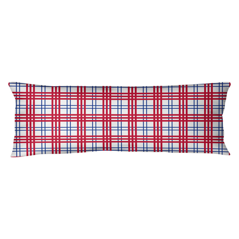 Polyester Medium Pillow, White/Blue/Red, Plush Fleece
