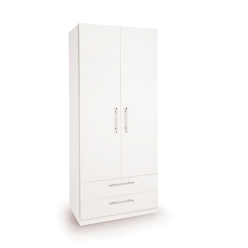 2 Door Manufactured Wood Wardrobe, White