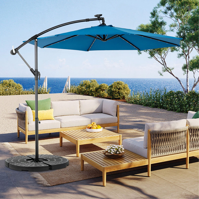 Parasol de marché à DEL 10 pi, Bleu très foncé