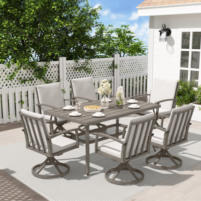 Whittlesey Rectangular Aluminum Dining Set with Cushions