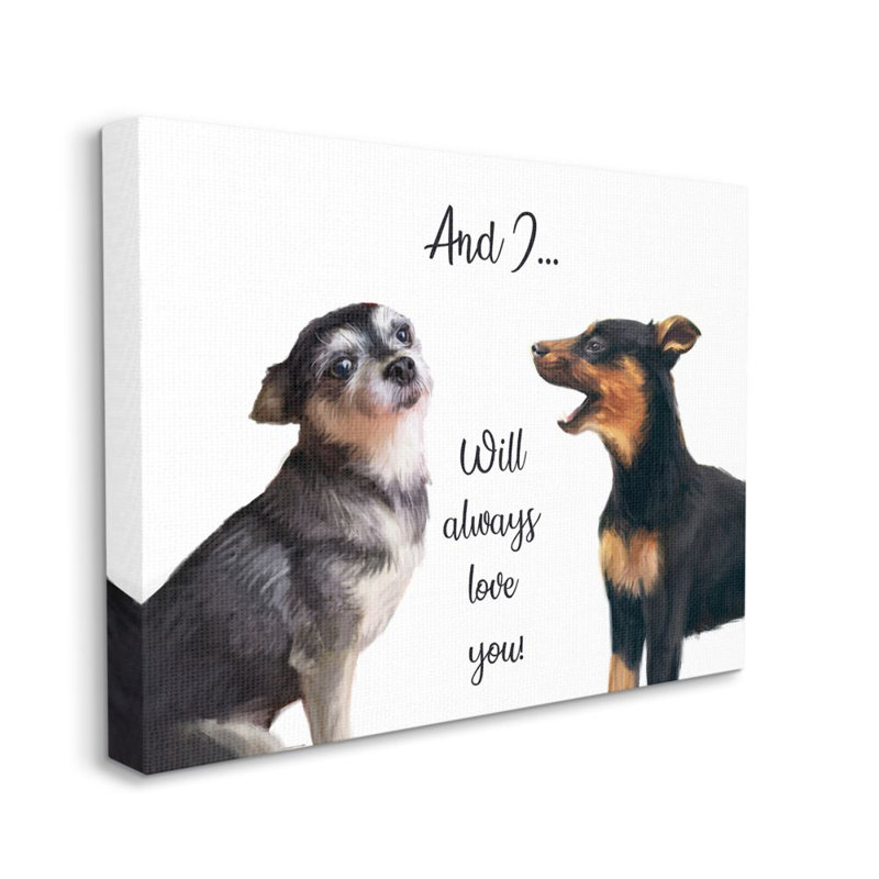 Reproduction d’art graphique « will always Love You romantic Dog Serenade » par Ziwei Li-impression, Toile tendue