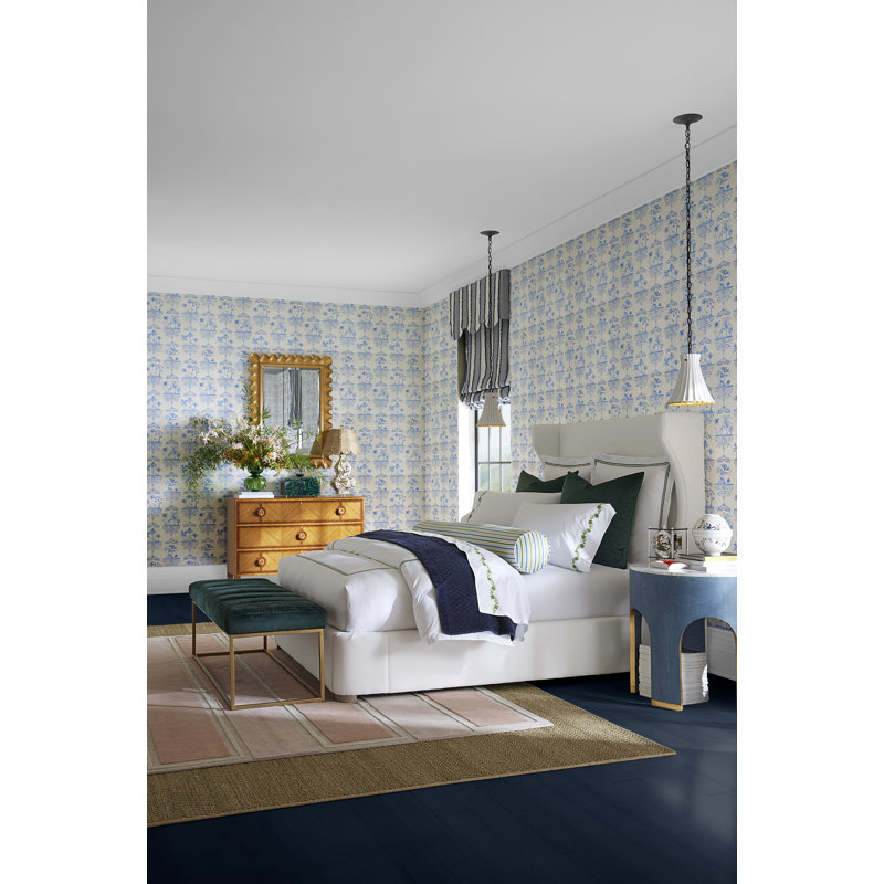 Rousseau Toile Wallpaper Roll, Cobalt Blue