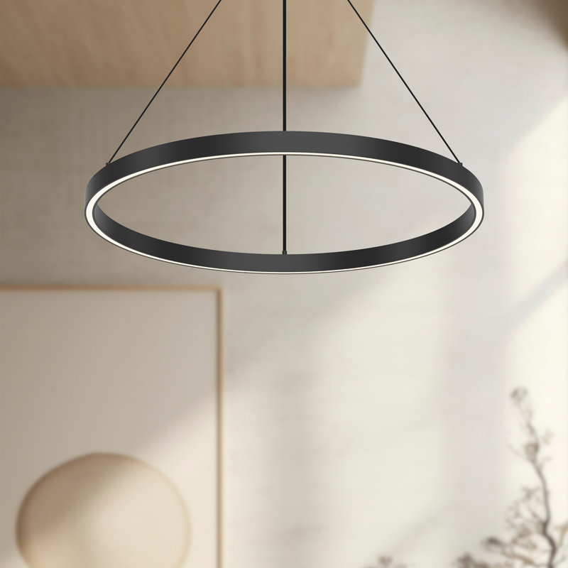 Cerchio 1 - Light LED Pendant, 1.5" H x 23.63" W x 23.63" D, Black