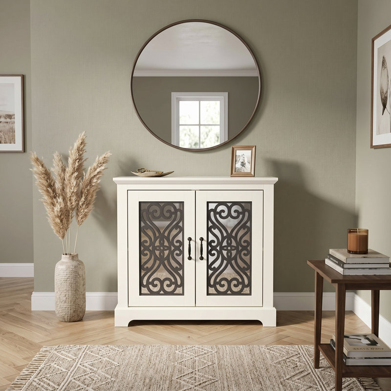 Ariba 29.3" H 2-Door Accent Cabinet, Ivory, Arabesque